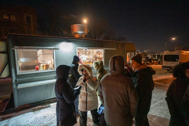 Christmas Market. Food truck patrons DSC08465